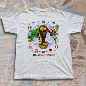 1994 World Cup Usa White Cotton T-Shirt By Flags